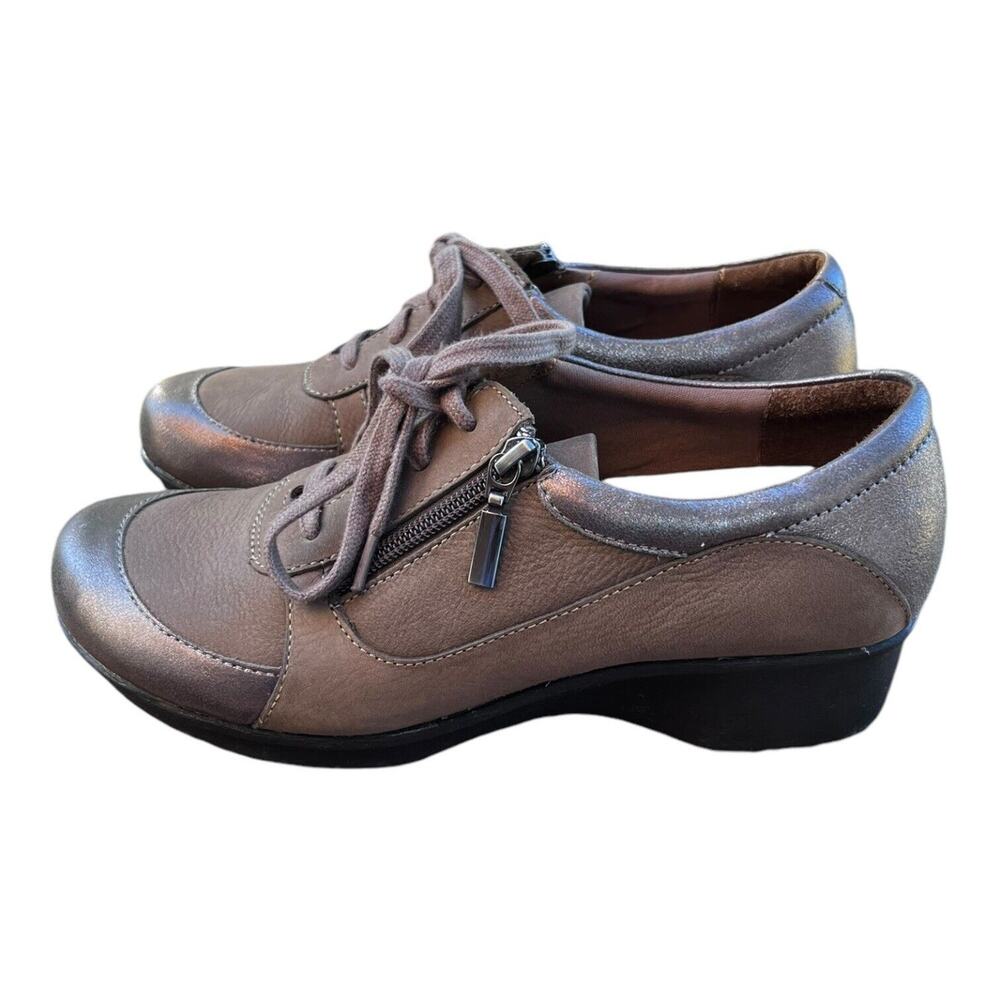 Dansko Loretta Taupe‎ Leather Lace-up Oxford Shoe Metallic Women’s Sz 7.5 EU 38 - Picture 5 of 11